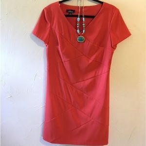 AGB Orange Sheath Short Sleeved Dress